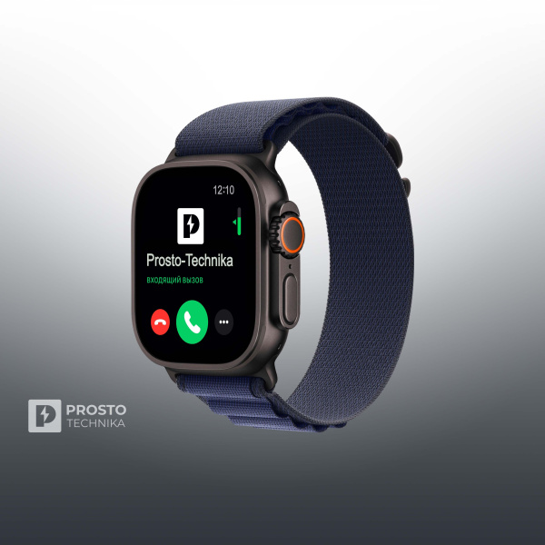 Часы Apple Watch Ultra 2, 49 мм, титан чёрного цвета, ремешок Alpine тёмно-синего цвета (2024) L